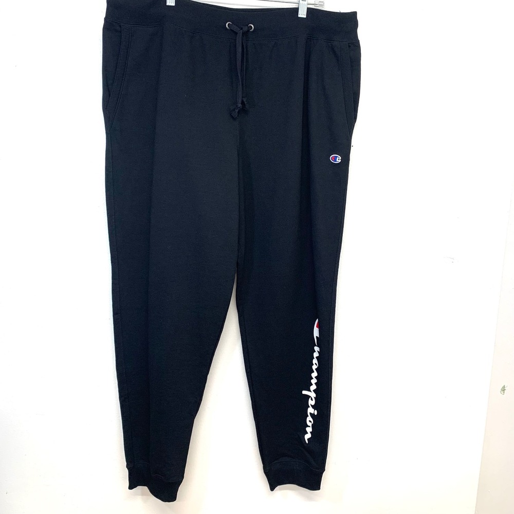 Champion Powerblend Fleece Lined Jogger Sweatpants Black Pockets Women 3X